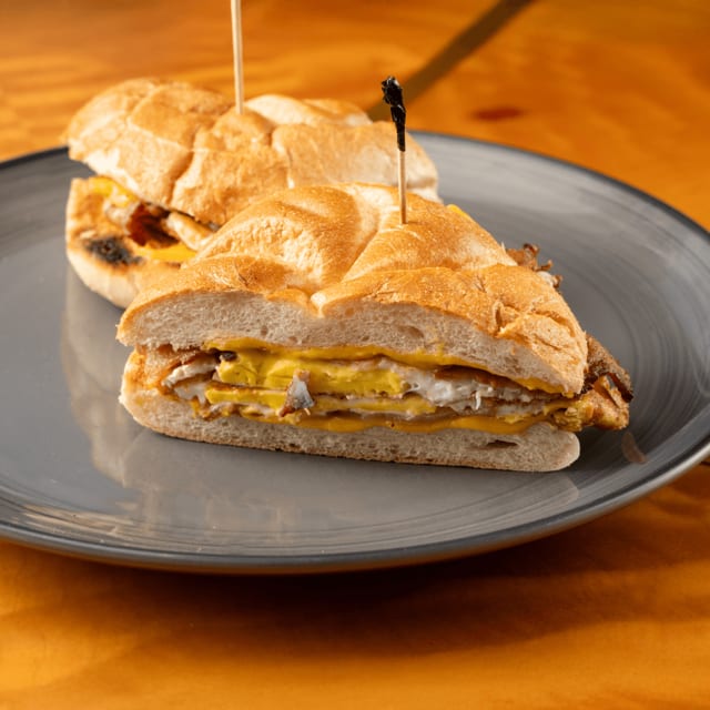 Bacon, Ham or Sausage and Egg Sandwich.