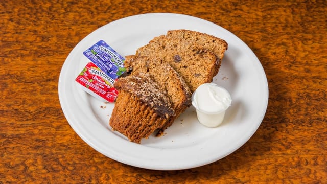Homemade Corn, Bran or Blueberry Muffin.