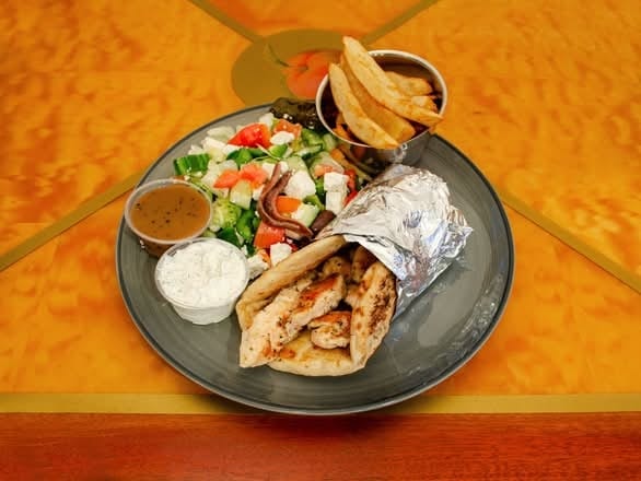 Chicken Souvlaki Platter.